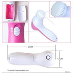Hand holding the compact 5-in-1 skin cleansing brush, demonstrating its portability.