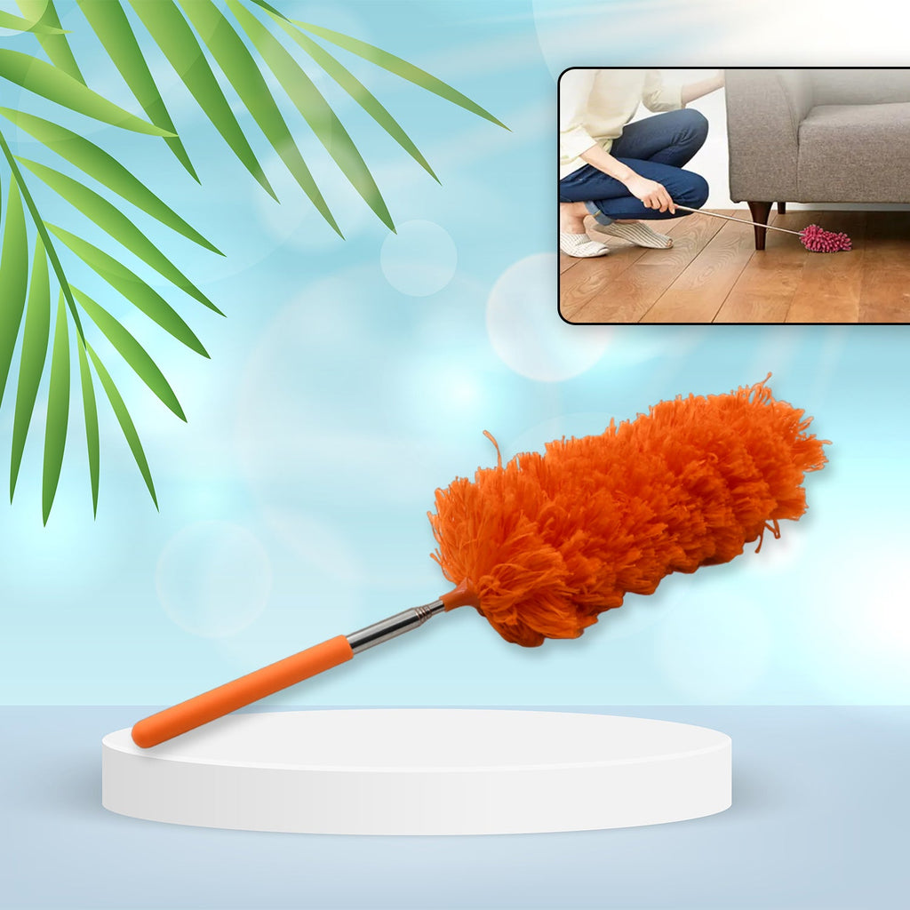 Velvet Wipe extendable microfiber duster shown in its compact, retracted form.