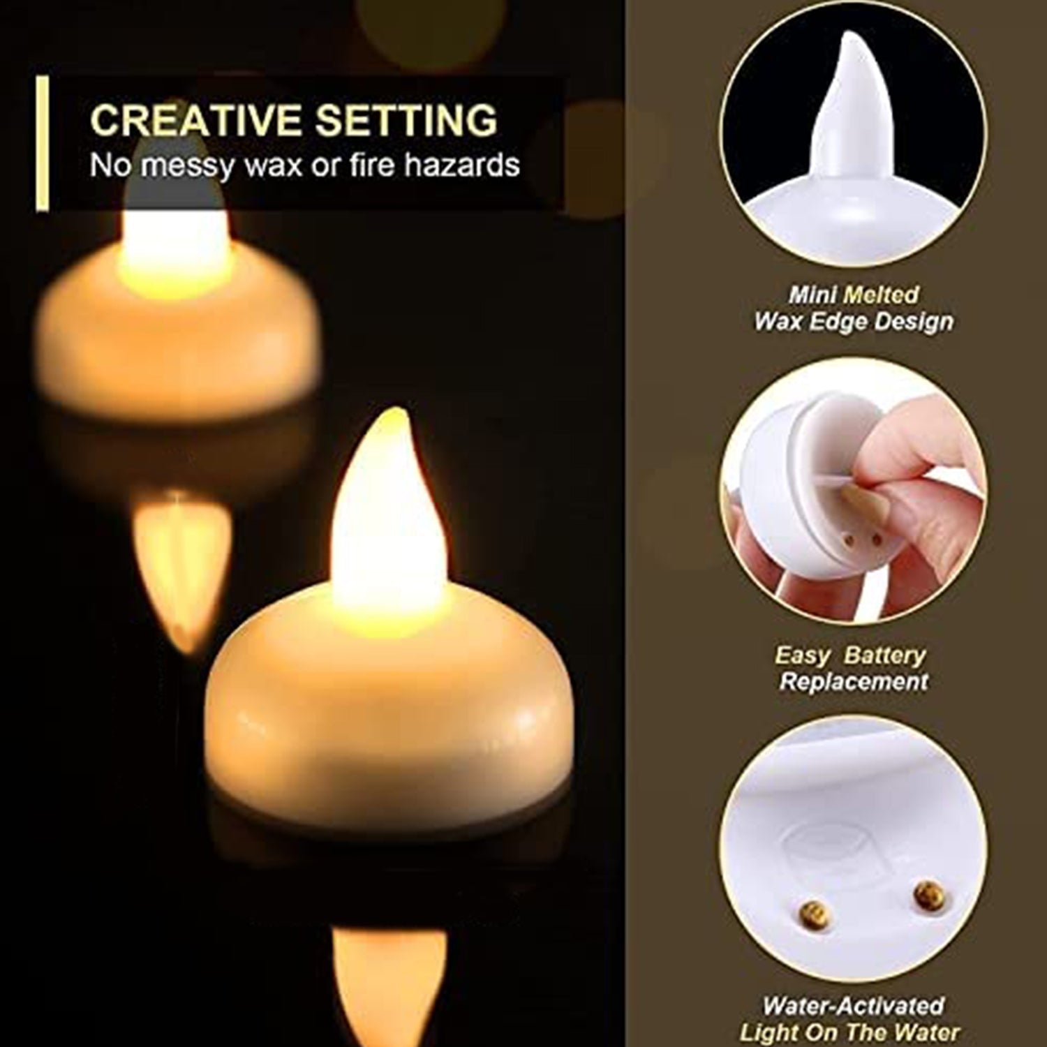 Floating tea light candles for weddings and parties