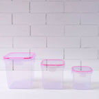 Multipurpose kitchen storage containers with clear plastic and air lock