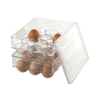 Organivo egg storage box securely holding 12 eggs, preventing breakage.