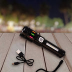 Multifunctional LED torch showcasing five lighting modes from Indo Glow