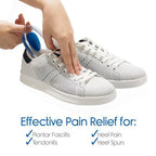 Gel heel pads for shock absorption and reducing impact during walking.