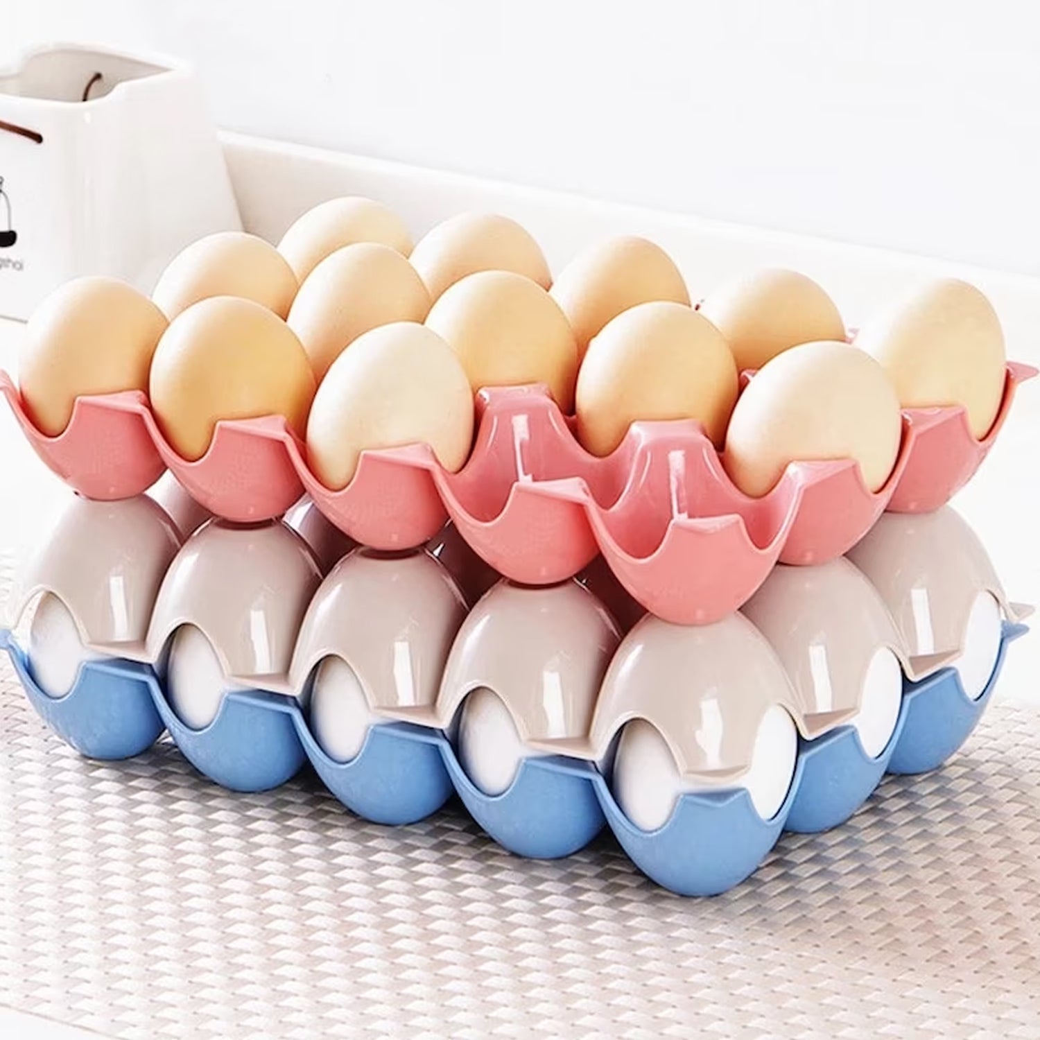 Empty 15 egg storage container showcasing its clear, robust plastic build.