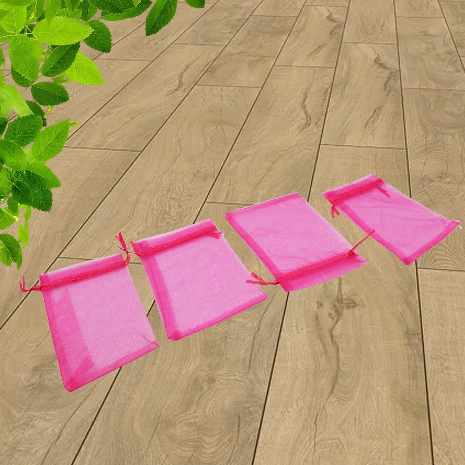 Several organza bags arranged neatly, emphasizing their suitability for various gifting occasions.