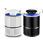 Close-up of the FlyTamer mosquito trap powered by a convenient USB cable, highlighting its versatile usage.