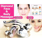 Hand holding the 3D roller face massager, demonstrating its use for comprehensive facial skincare.