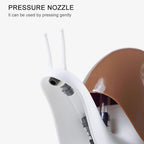 Versatile snail shape soap dispenser suitable for kitchen or bath.