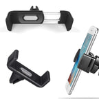 Close-up of the robust clip mechanism of the universal car phone holder.