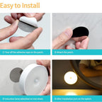 Indo Glow Motion Sensor LED Light with its magnetic base, demonstrating easy mounting.