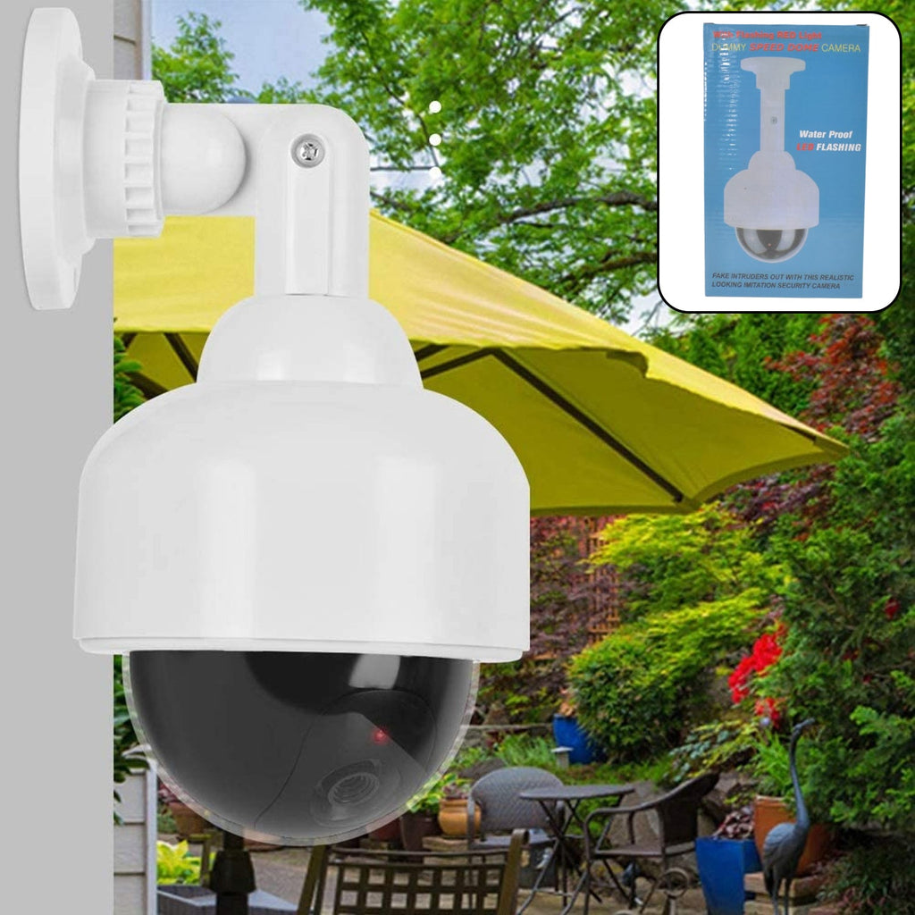 Dummy CCTV Camera by Safelix showing flashing red LED light