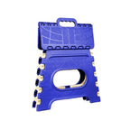 Lightweight folding stool in a vibrant color, convenient for home and kitchen.