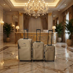 Opened soft side trolley luggage showing roomy compartments for organized packing