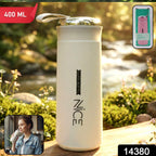 Leakproof screw lid on white glass water bottle preventing spills