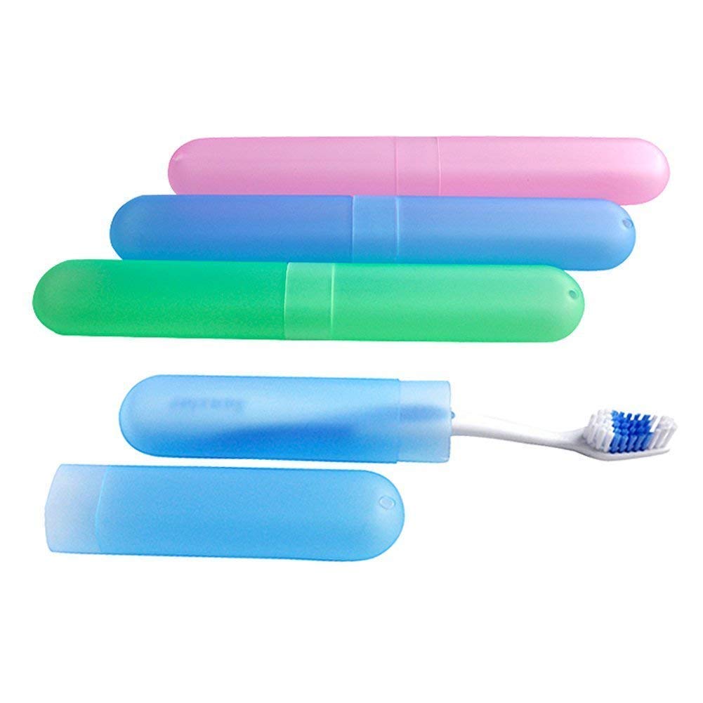 Clear plastic toothbrush travel case for hygienic storage on trips.