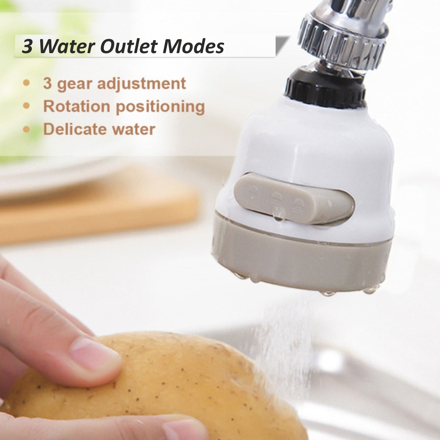 Adjustable water saving nozzle sprayer with multiple modes for efficient kitchen tasks.