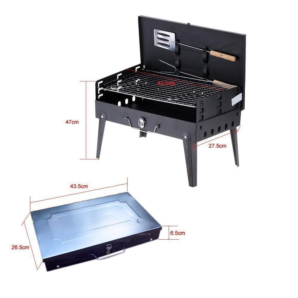 Briefcase BBQ grill with its sturdy handle, demonstrating easy portability.