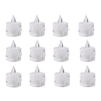An array of decorative acrylic candles illuminating a festive display.