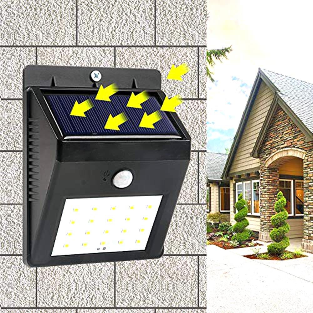 AutoSafeo black solar security LED light mounted on an outdoor wall.