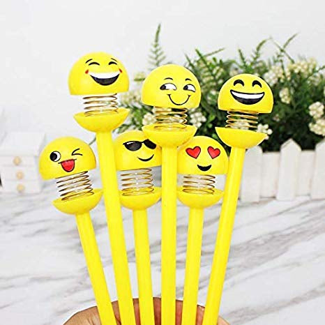 A set of vibrant emoji ballpoint pens, perfect for adding fun to schoolwork.