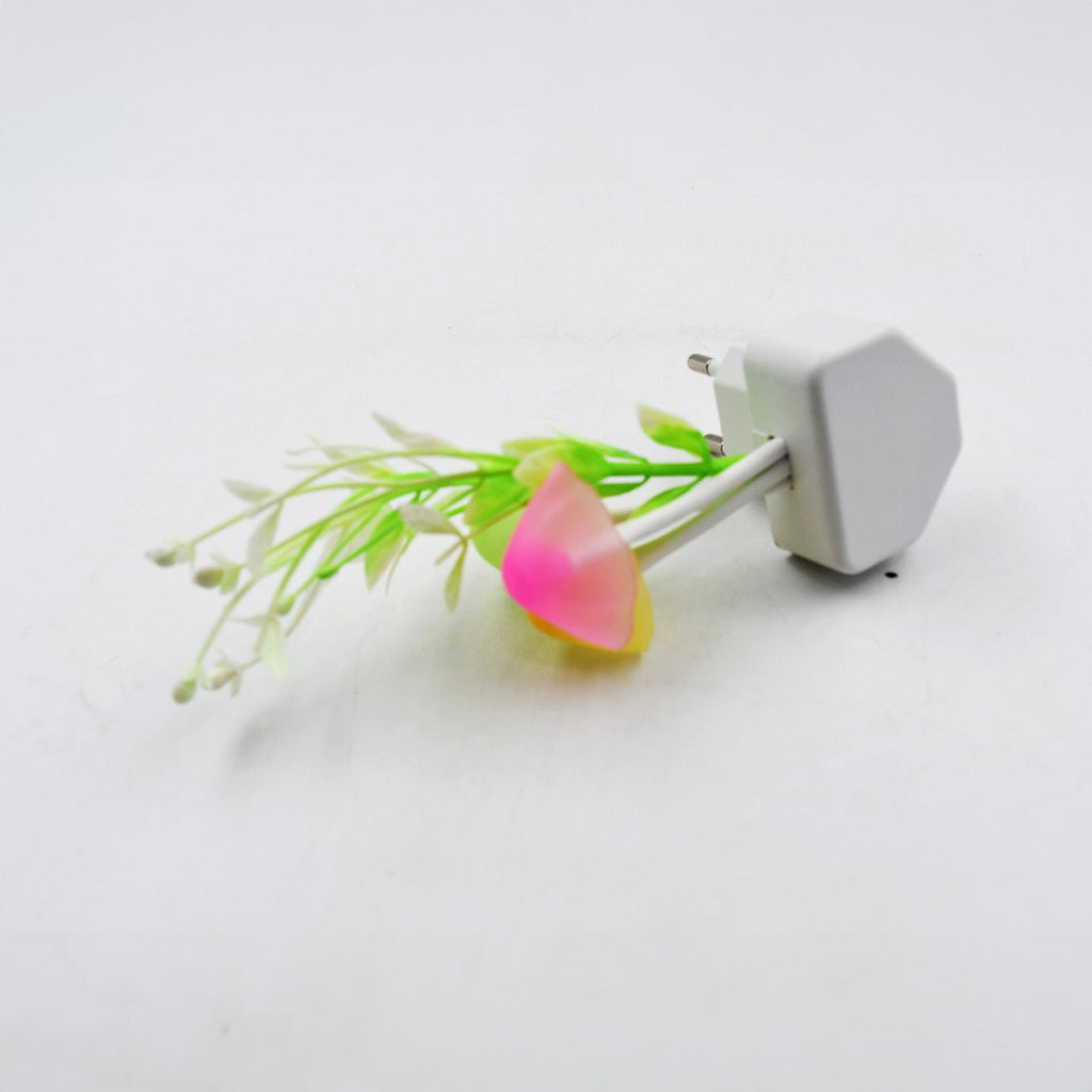 Close-up of the mushroom night light's enchanting color-changing LEDs.