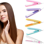A hand demonstrating the mini hair styler creating soft curls on long hair.