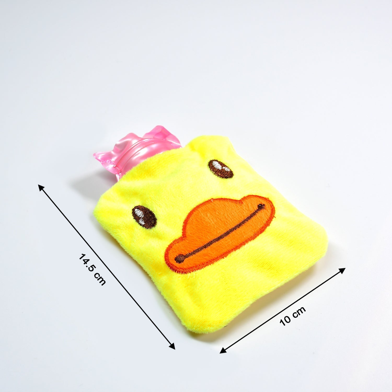 Yellow duck hot water bag for soothing menstrual cramps.