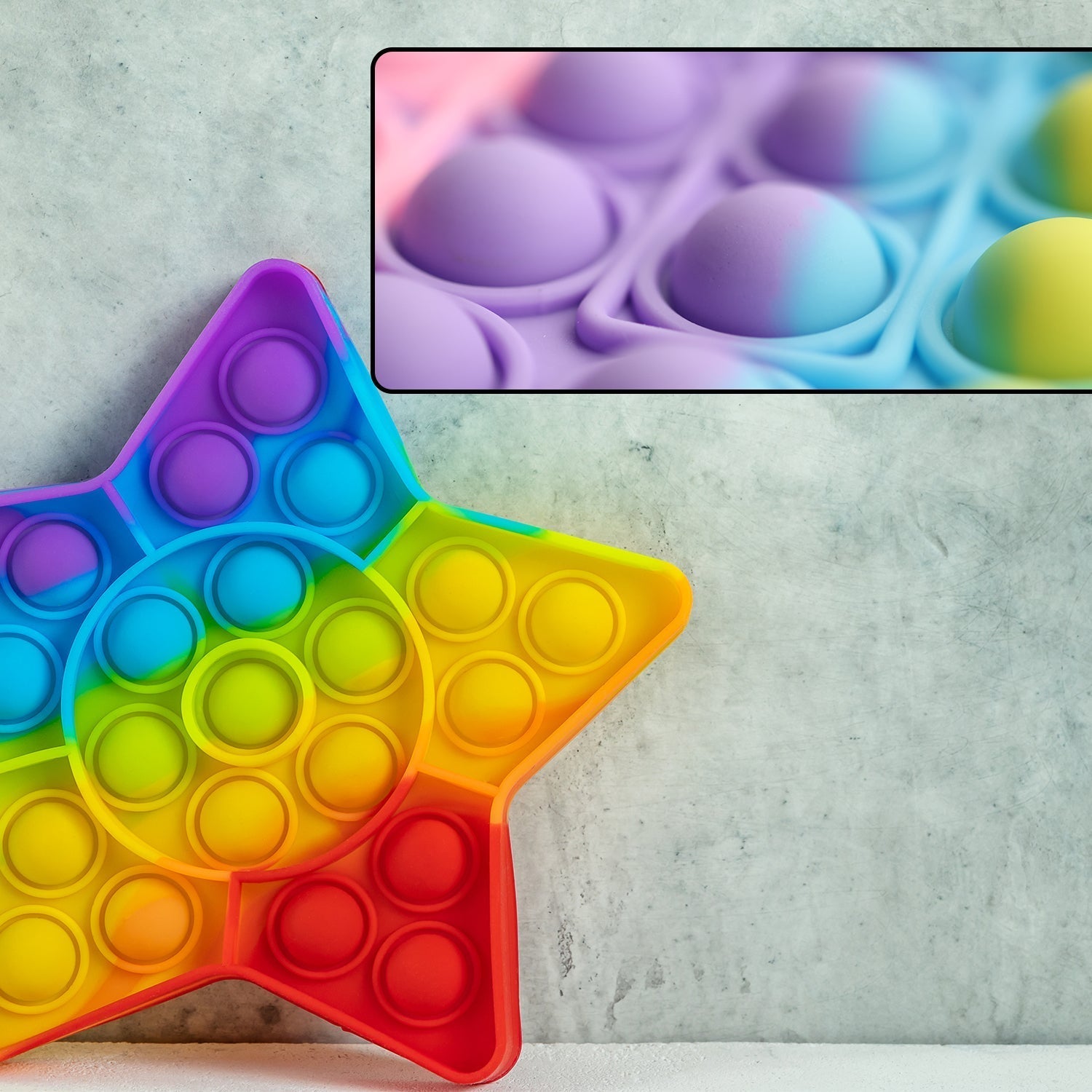 Side profile of the Star Fidget Toy, illustrating its slim and portable nature.
