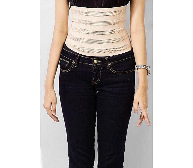 VelvaBloom waist trimmer belt in size L, laid flat to show its adjustable design.