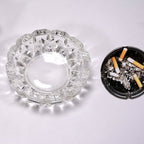 Sparkling crystal glass ashtray, ideal for both cigar and cigarette enthusiasts.