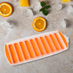 Close-up of an ice stick tray with perfectly formed ice sticks.