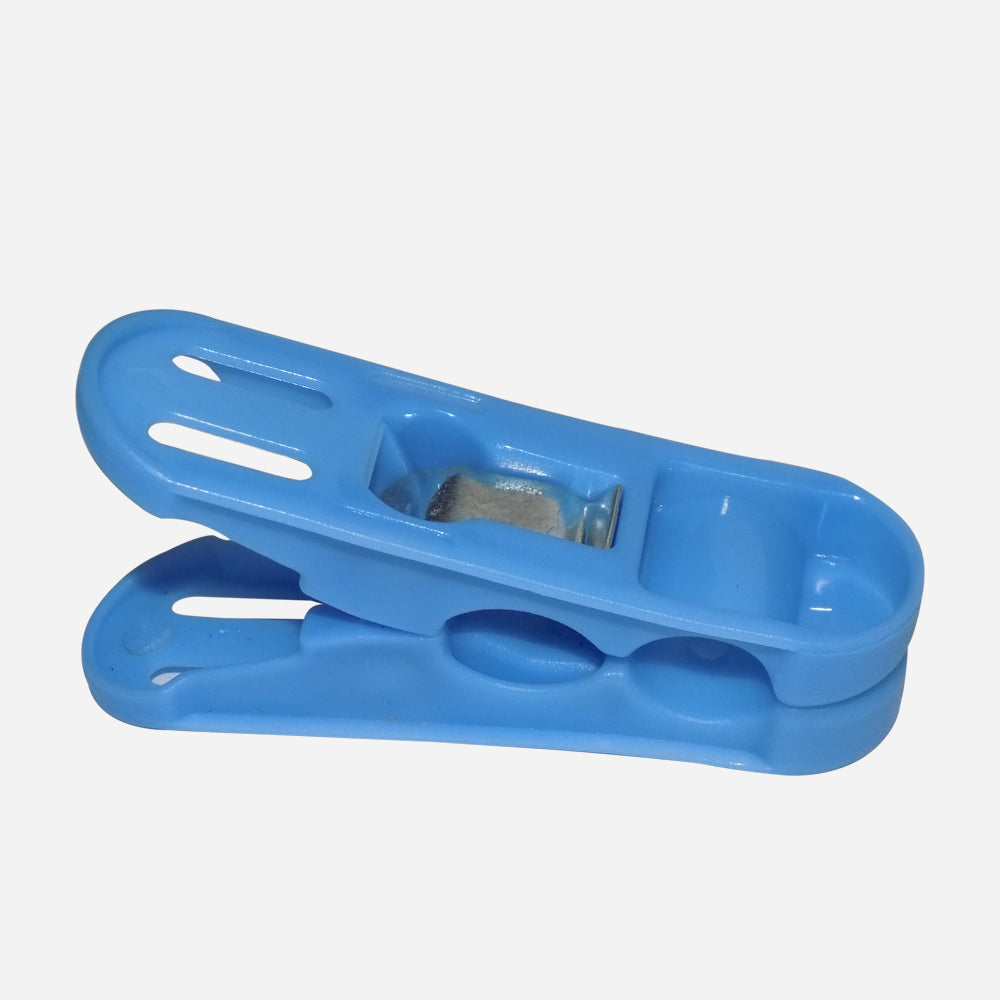 Assorted multi-coloured plastic clips with strong grip for drying clothes.