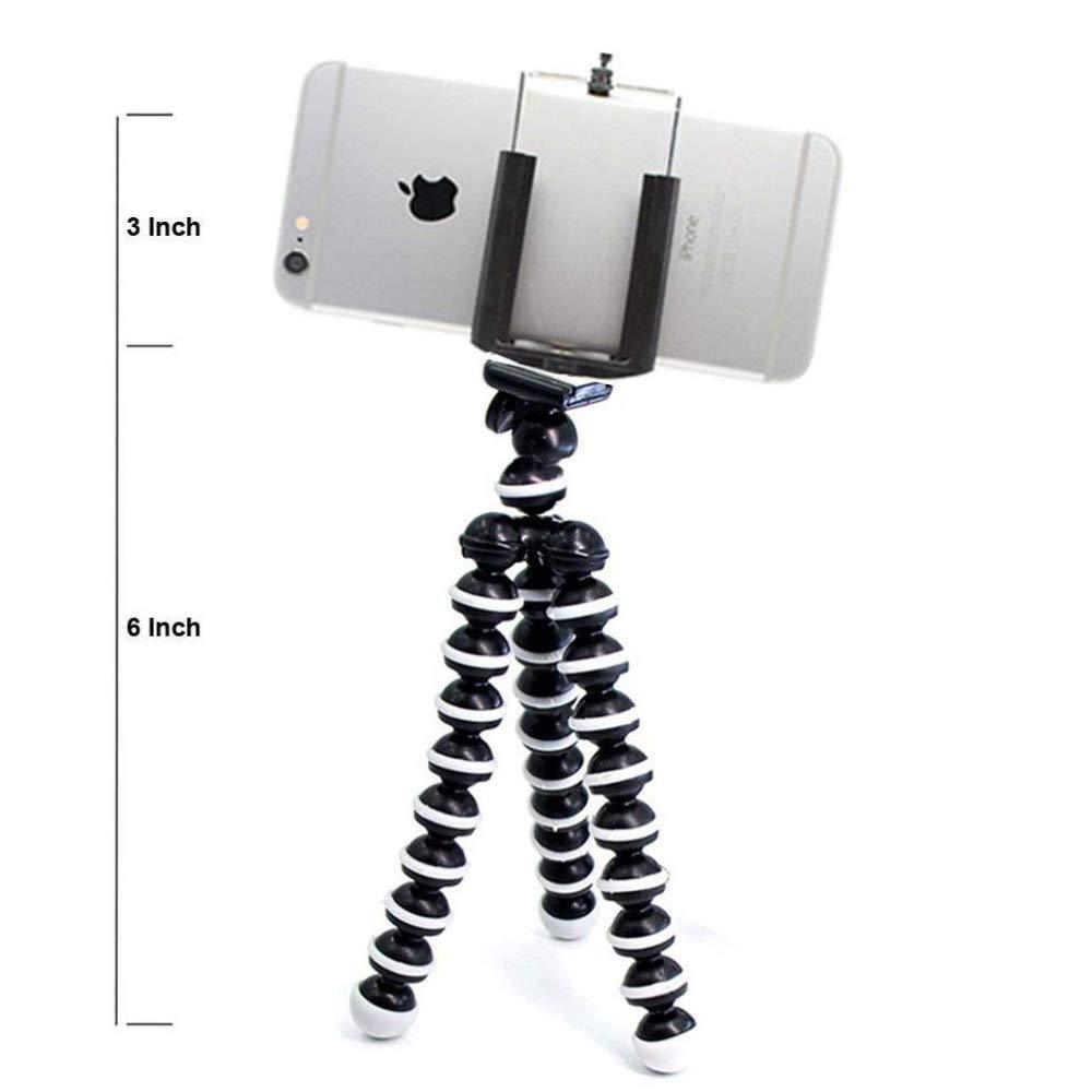 Adjustable 6-inch flexible tripod securing a mobile phone for stable video.
