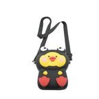 Rear view of the mini silicone handbag, showcasing its adjustable shoulder strap for comfortable wear by kids.
