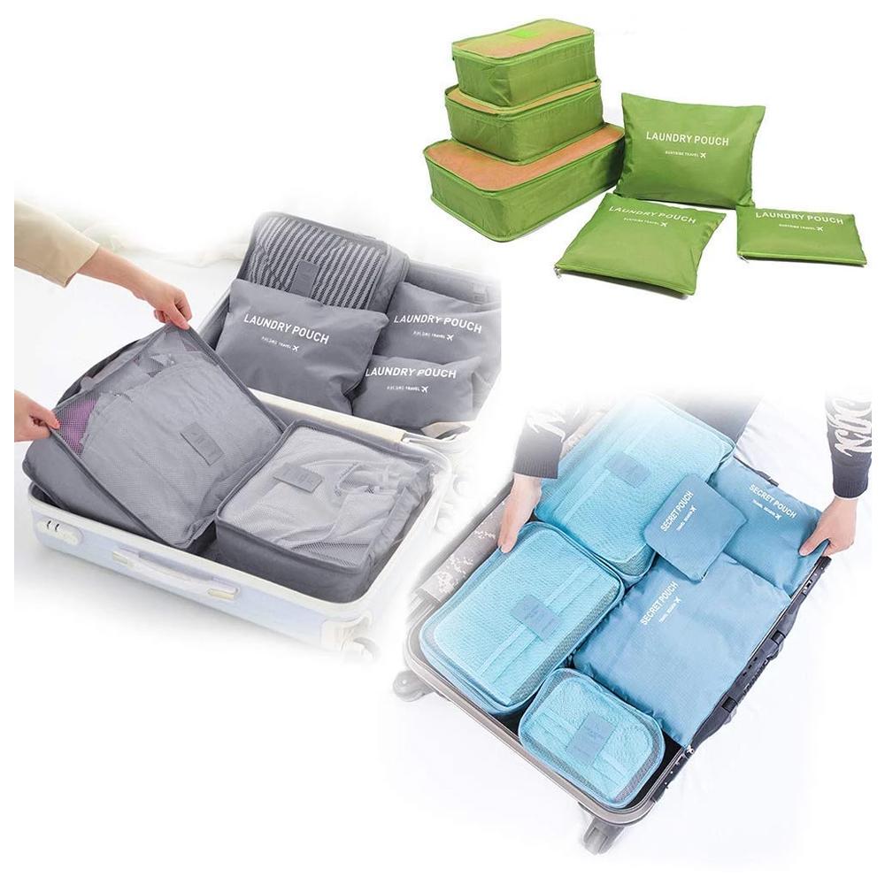 Six different sizes of the Cloth Organizer Pouch laid out for better visibility.