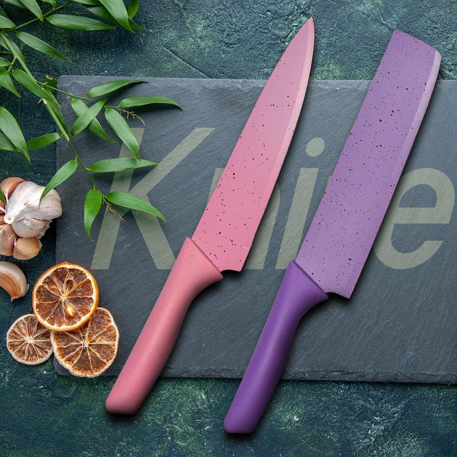 Small cleaver and paring knife included in professional 6Pc Kitchen Knife Set