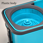 Easy-to-use spin mop with a wide bucket for thorough floor cleaning.