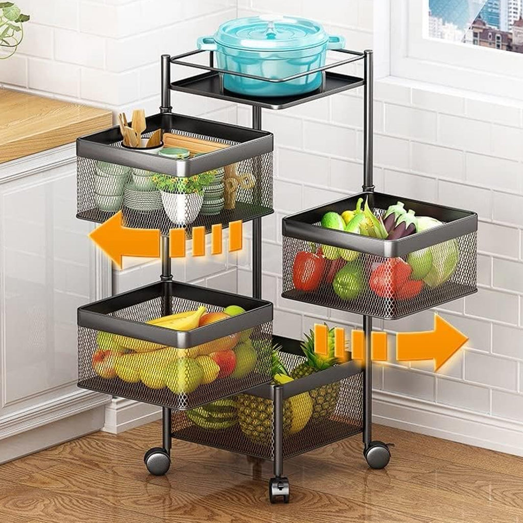 The Tidy Table kitchen trolley filled with fresh fruits and vegetables, showcasing ample storage.