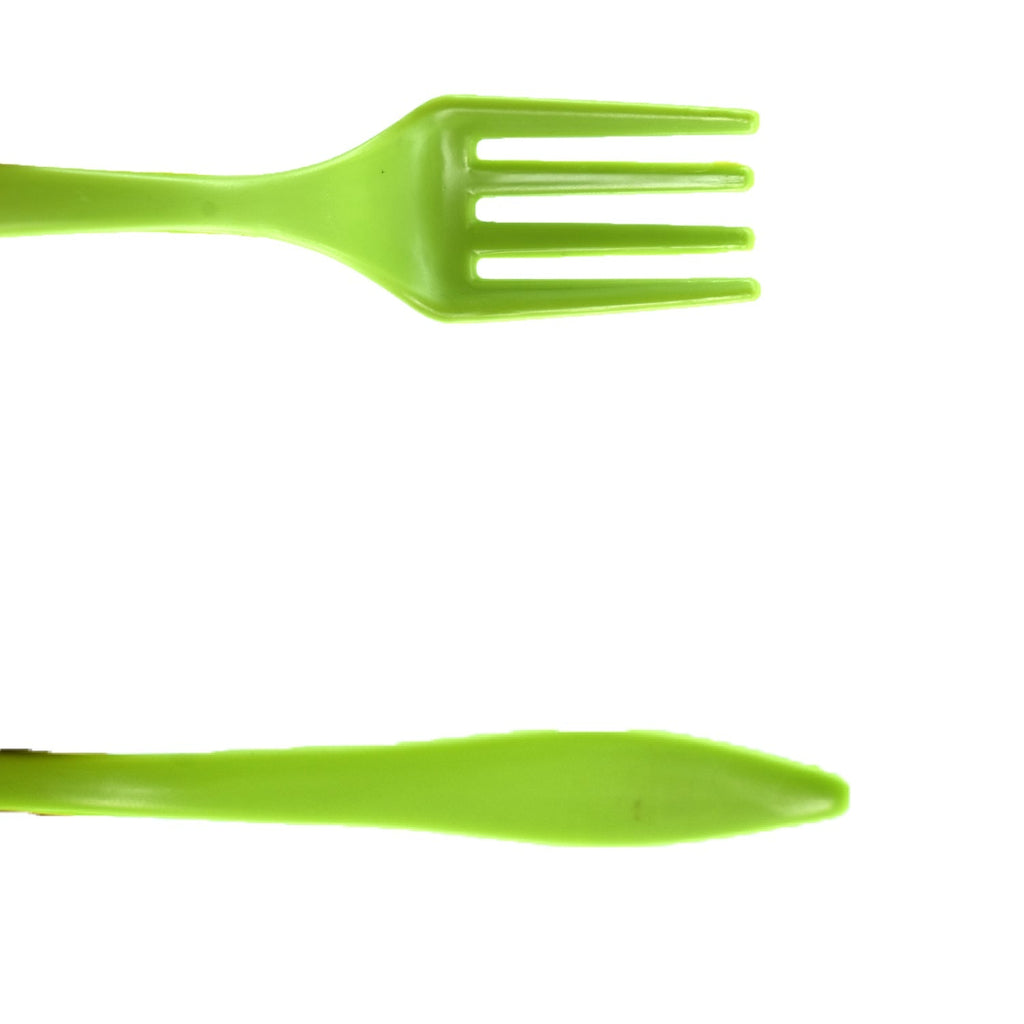 The complete 6-piece plastic serving fork set displayed neatly.