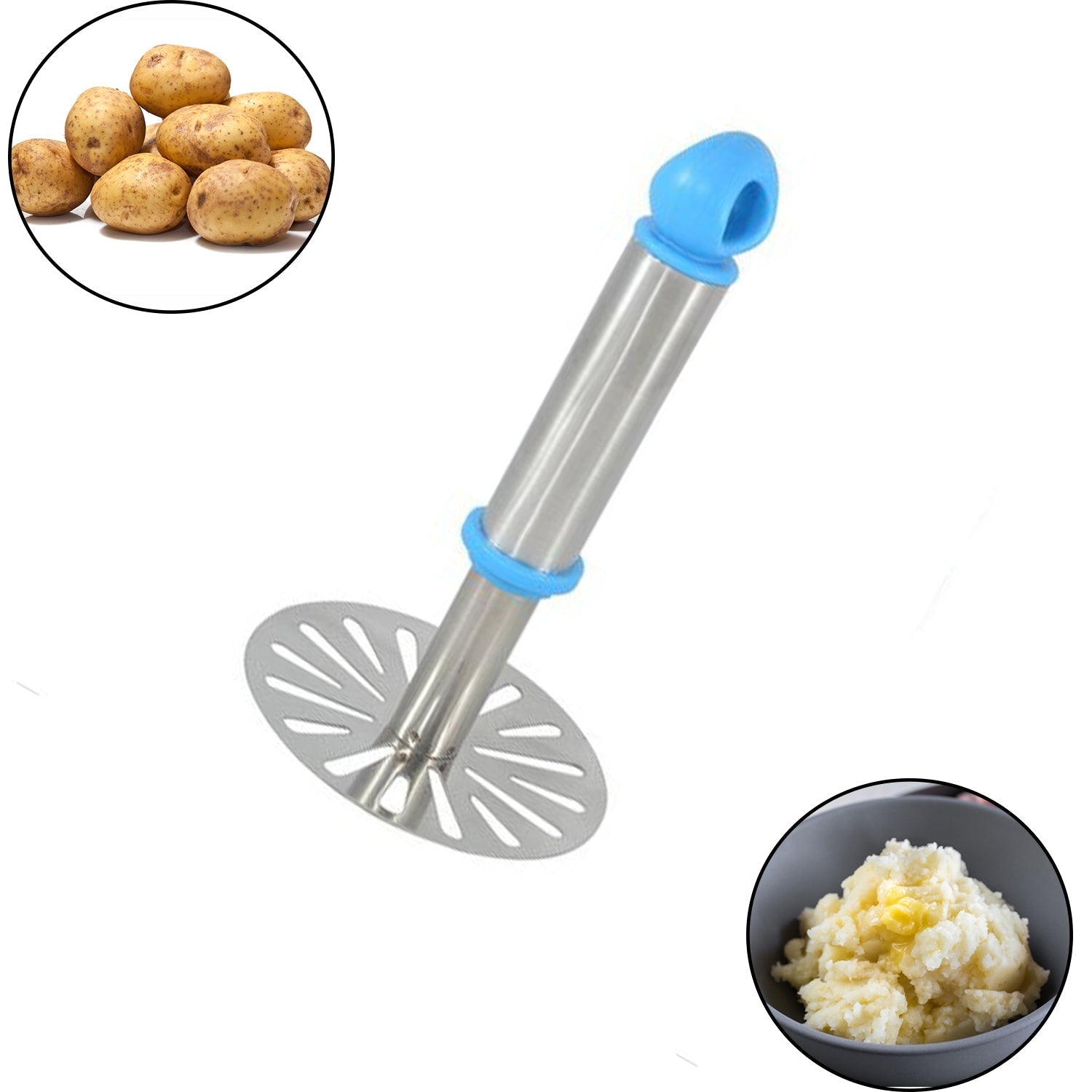 GripChef stainless steel masher, perfect for Indian cuisine.