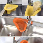 Swan Drain Strainer, shaped like a graceful swan, installed in a white kitchen sink.