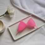 Clean and hygienic reusable menstrual cup in its packaging.