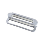 Side view of the versatile folding shoe rack, also used to hang towels.
