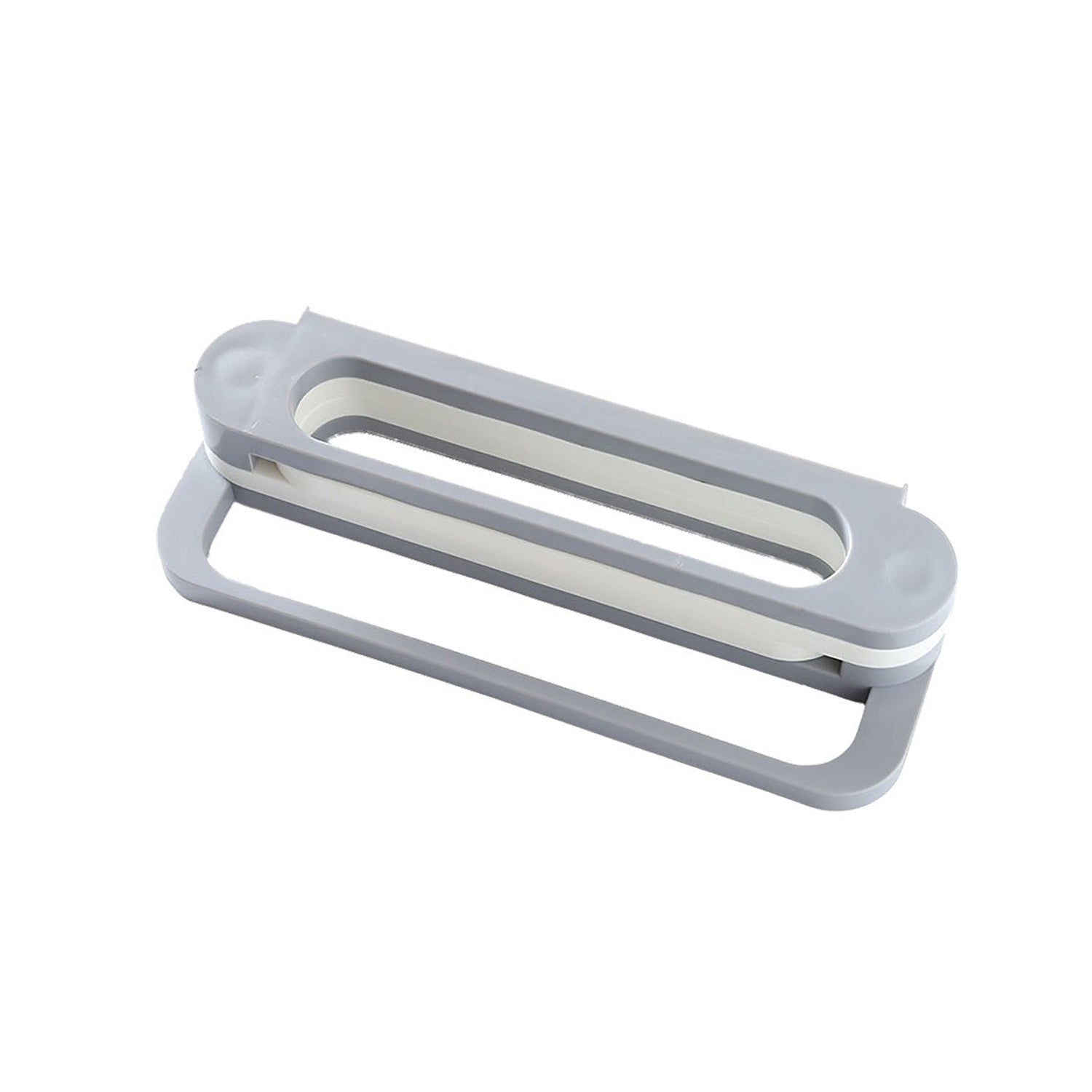 Side view of the versatile folding shoe rack, also used to hang towels.