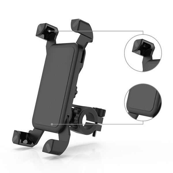 Side view of the anti-shake bike phone mount, highlighting its sturdy grip.