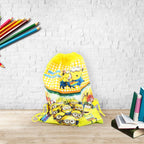 Group of children happily carrying their new Kids Drawstring Backpack at a birthday party.