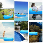 A family enjoying a relaxed camping scene with the comfortable inflatable lounger.