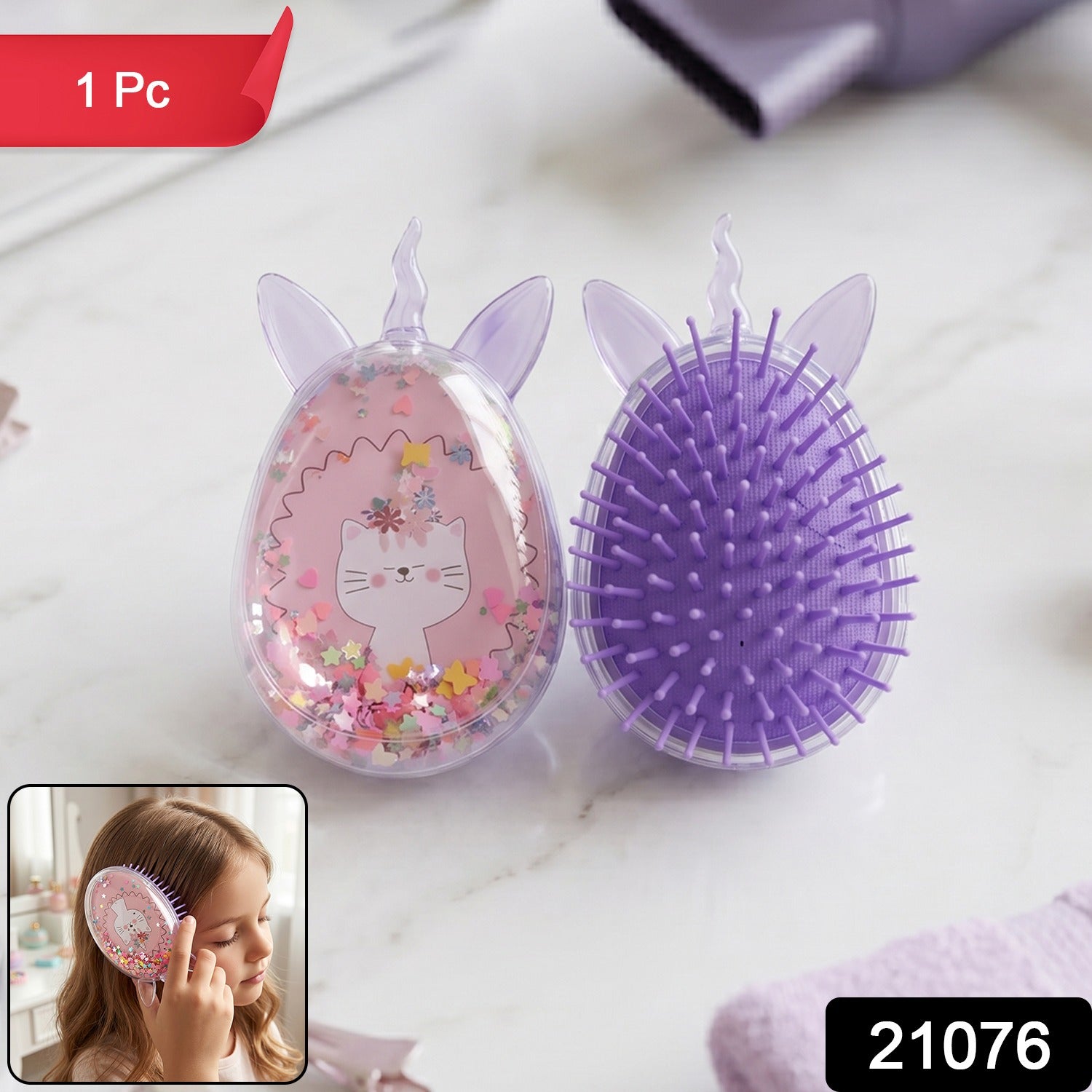 Kids detangling hair comb with unicorn design