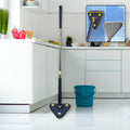 Triangle Cleaning Mop with 360° rotatable head and long stainless steel handle.