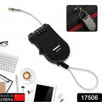 The compact retractable cable lock securing a suitcase zipper, emphasizing travel safety.